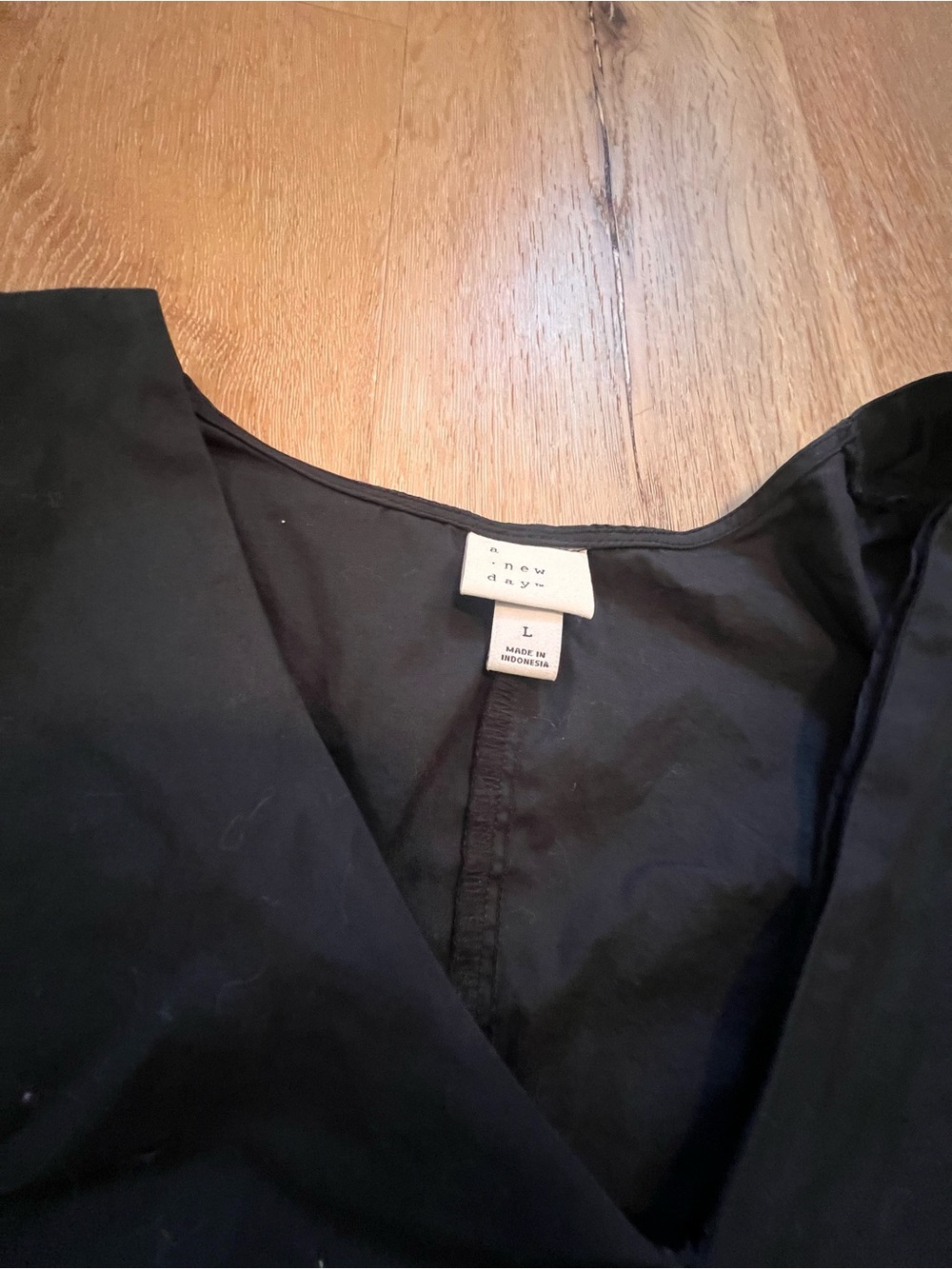 A New Day Large Black Puff-Sleeve V-Neck Long Dress - Picture 2 of 8